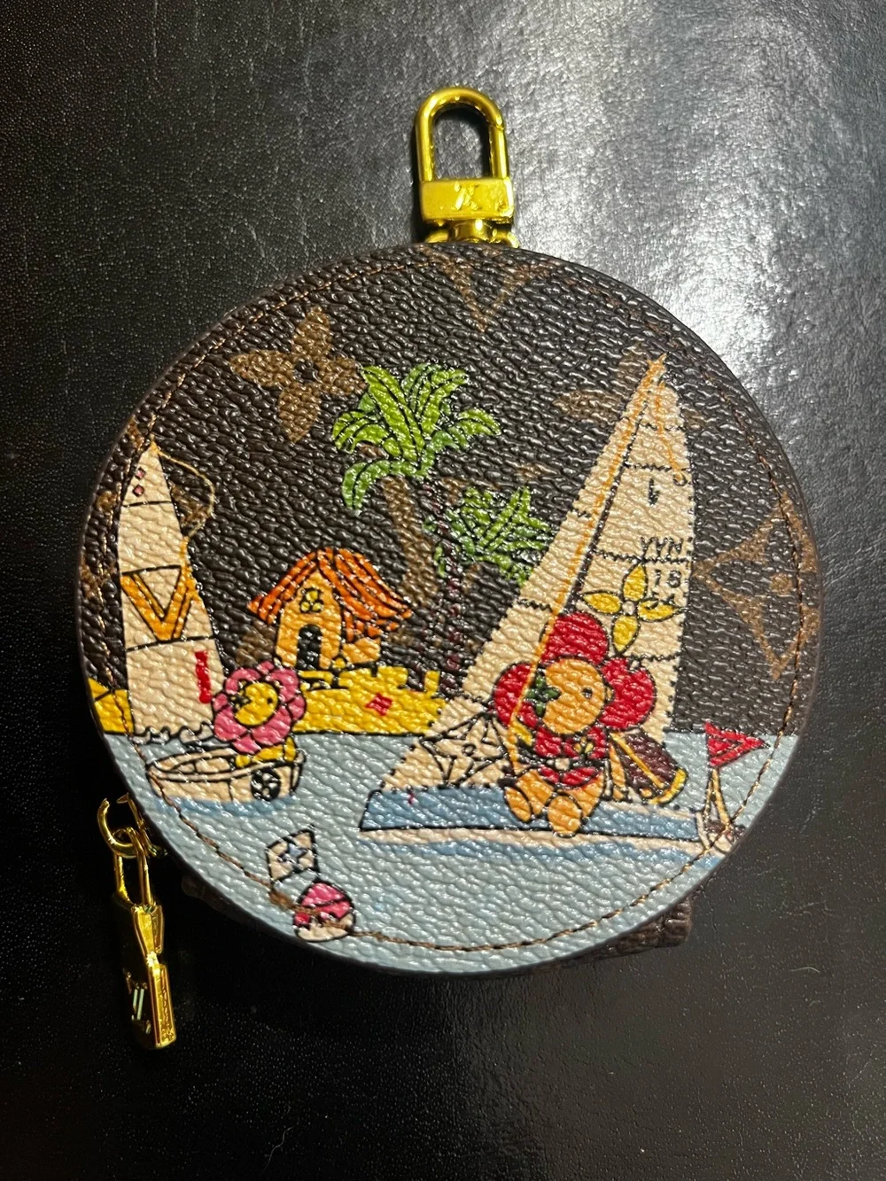 Louis. Vuitton. Limited Edition Vivienne. Beach Sailing Round Zipper Pouch Charm